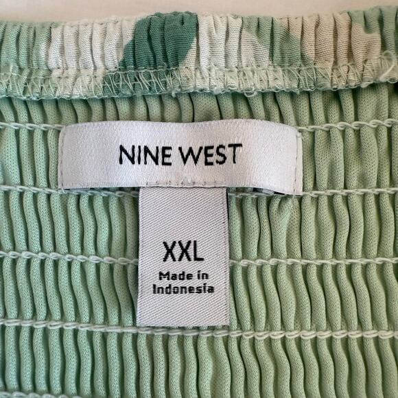 Nine West Mini Babydoll Dress Plus Whimsical Puff Sleeve XXL Spring Geometric - Picture 3 of 8